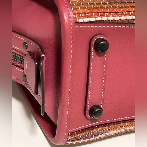 COACH Rogue 25 Upwoven Leather and Smooth Glovetanned Leather in Rouge/Multi - Picture 8 of 17